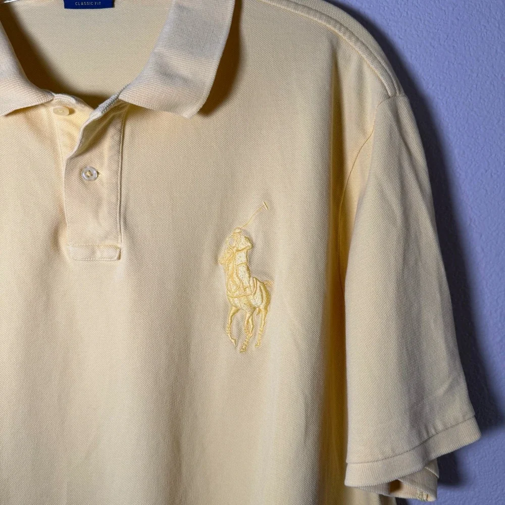 Polo Ralph‎ Lauren Men's XXL Yellow Big Pony Classic Fit Cotton Pique Polo Shirt